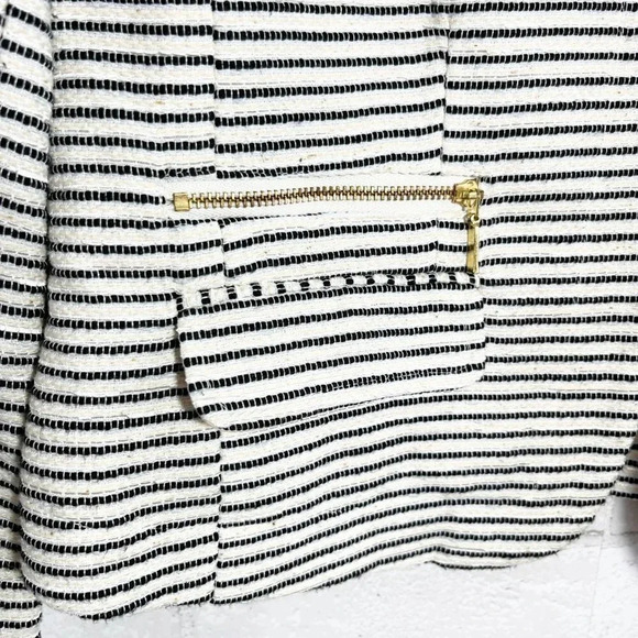 Katherine Barclay Black & Off White Striped Open Front Jacket Women's Medium - Picture 5 of 7